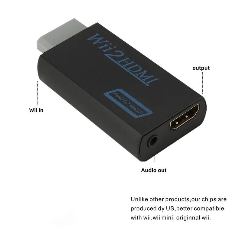 1080P Full HD Wii to HDMI-Compatible Converter Adapter