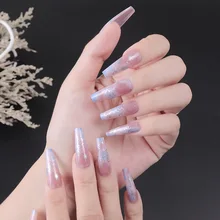 

24Pcs Fake Nails Halos Staining Nail Patch Sweet Style Glue Type Removable Short Paragraph DIY Nail Art Decor for Manicures