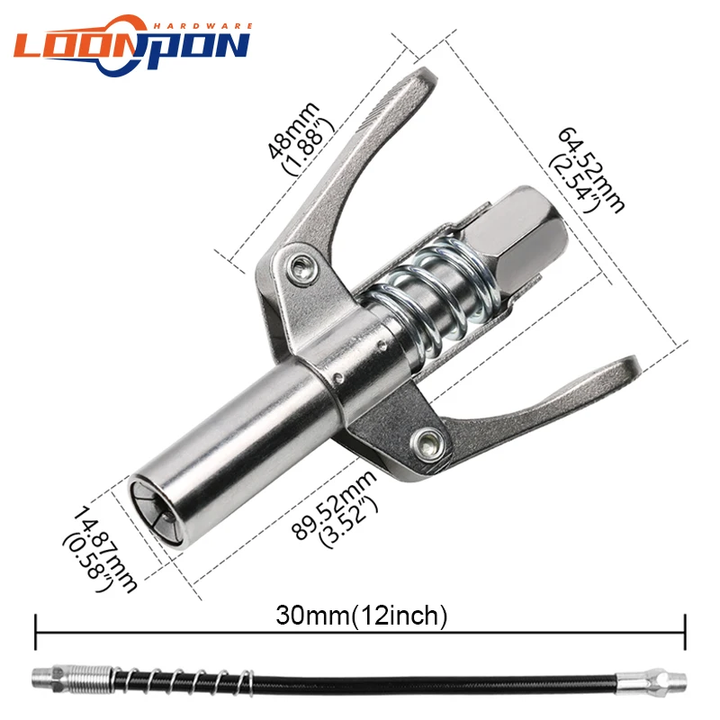 Grease Coupler Heavy-Duty Quick Release Grease Gun Coupler NPTI/8 10000PSI Two Press Easy to Push Accessories grease gun coupler