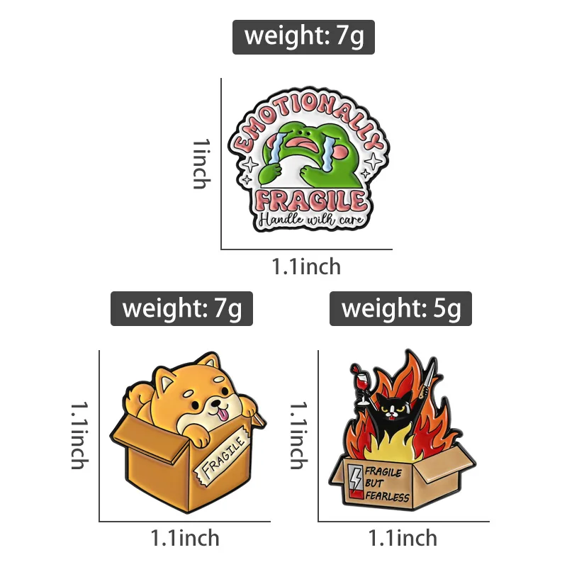 Tier-Sammlung Emaille-Pins Set Cartoon Katze Hund Papagei Gans Flork Memes Brosche Anstecknadel Frosch Ente Fußball Orca Schmuck – Detail 1