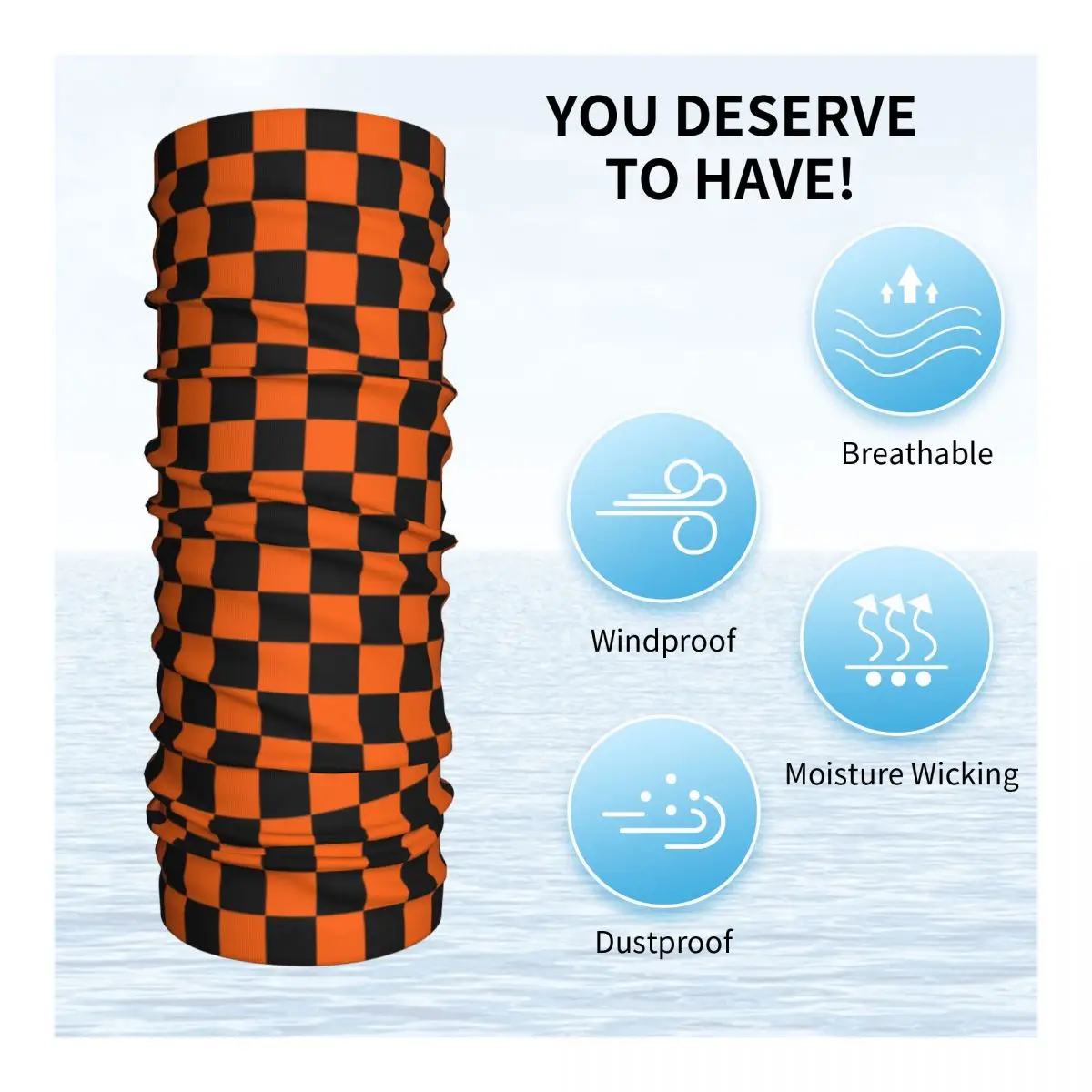 Colorful Geometric Checkered Black And Orange Bandana Neck Cover Printed Racing Motorcycle Cycling Bandana Multi-use Scarf