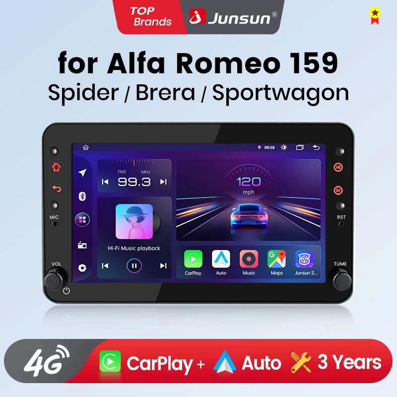 Junsun Wireless CarPlay Android Auto Car Radio for Alfa Romeo 159 Brera Spider Sportwagon GPS Car Intelligent Systems Smart Auto