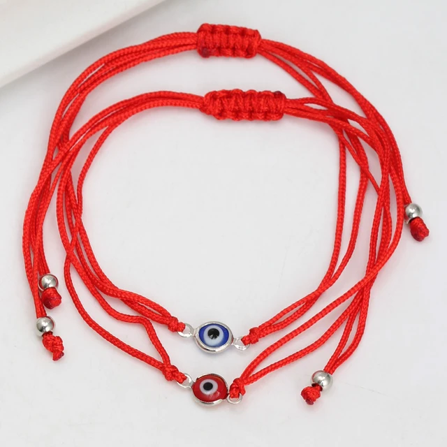 5Pcs Turkish Evil Eye Lucky Kabbalah Red String Bracelet Kit Adjustabl