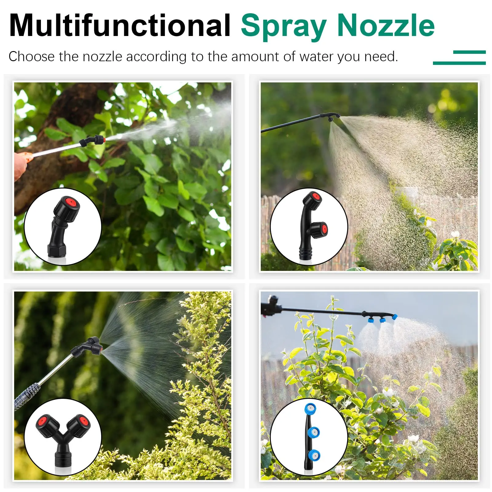 9pcs Garden Spray Nozzles Kit Single/Double/Three Solid Brass for Backpack Sprinkling