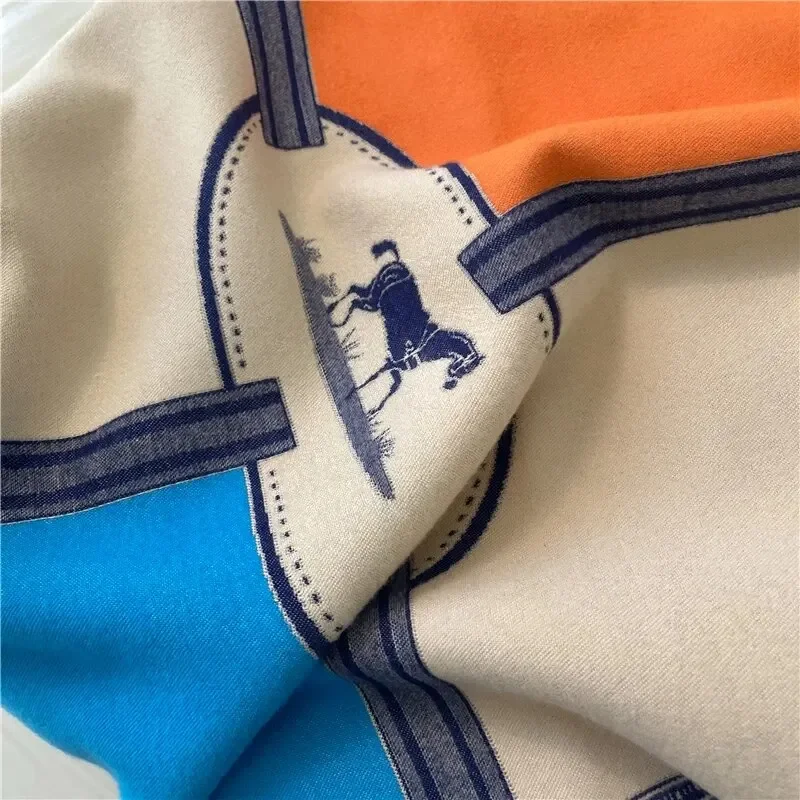2024 Thick Women Winter Scarf Luxury Horse Print Cashmere Poncho Shawl Travel Wraps Pashmin Blanket Casual Bufanda Echarpe Hijap