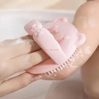 96GC Infant Hair Care Brush Silicone Bristles Massager Bear Design Portable Bath Essential