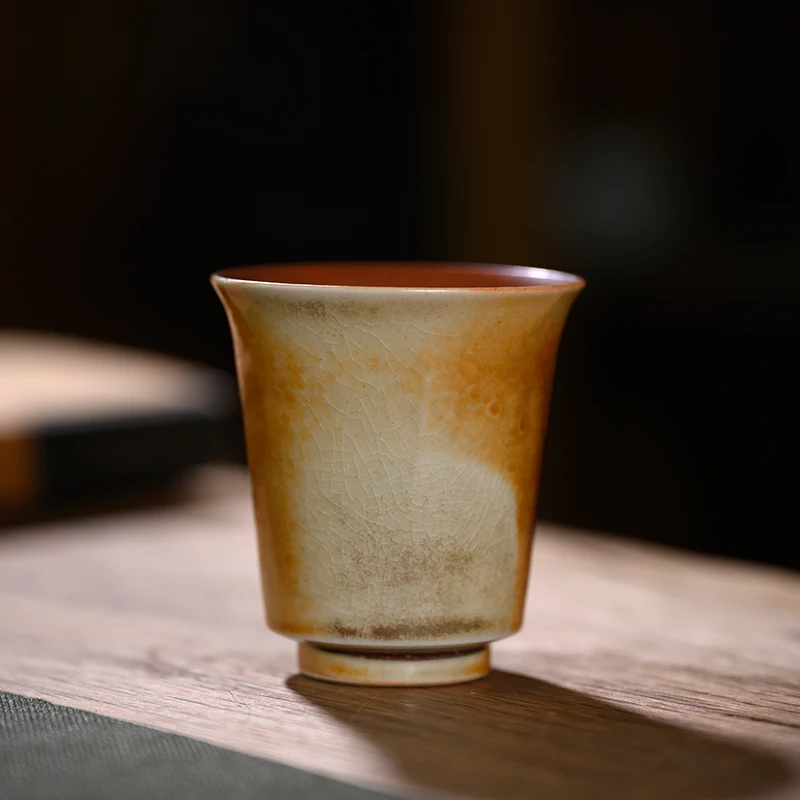 

Jingdezhen Handmade Wood Fire Cup Master Ice Crack Tea Color Glaze Retro High-End Small