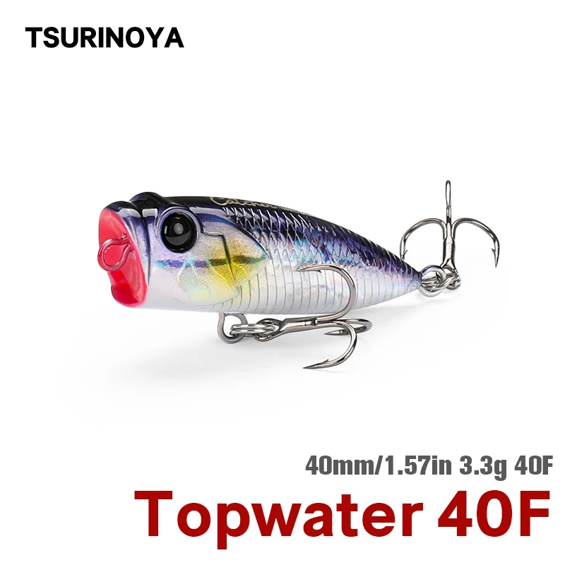 

TSURINOYA 40F Popper Fishing Lure 40mm 3.3g CATCHER Artificial Dog Walk Action Floating Hard Baits For Bass Ajing Topwater Model
