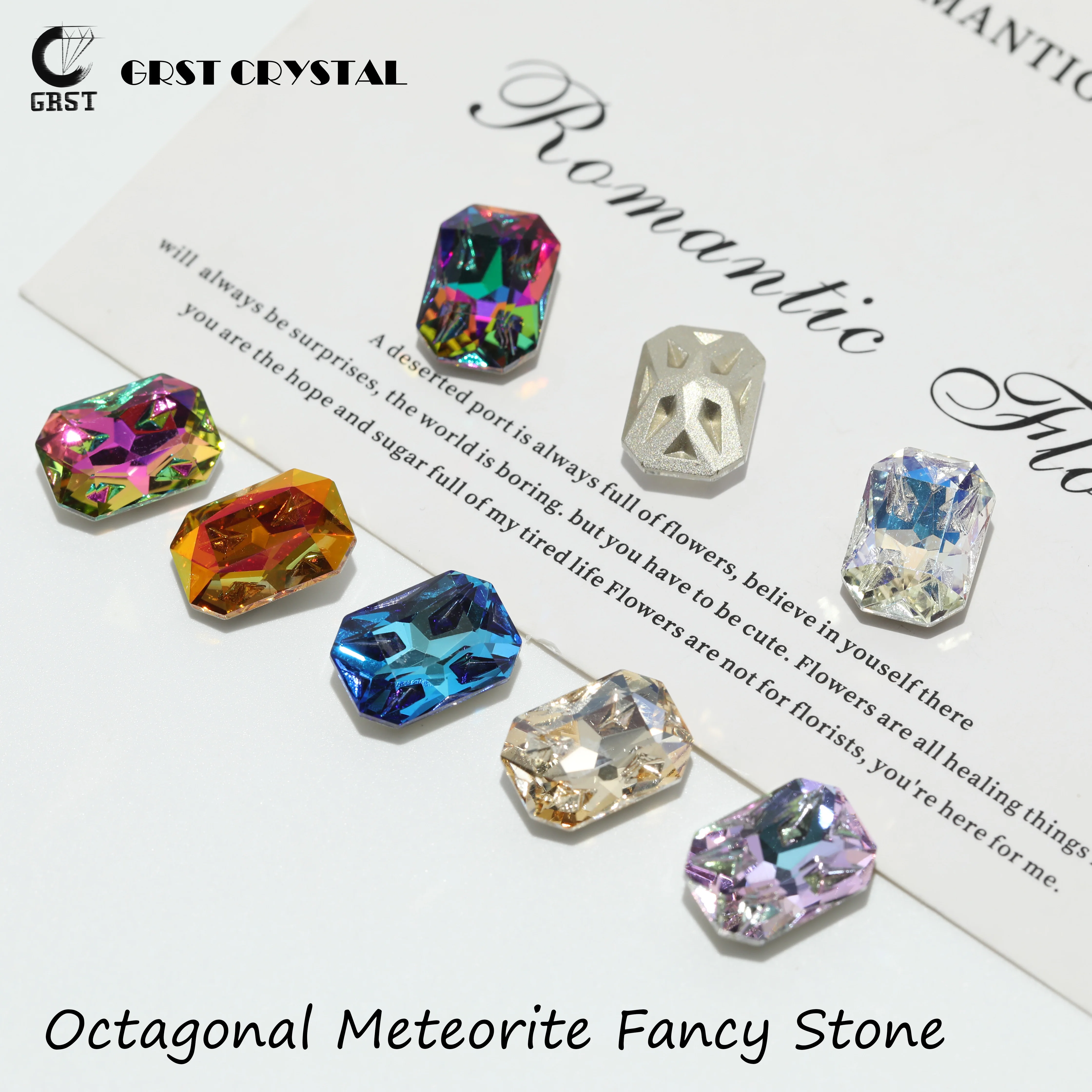 GRST Glänzende Kristalle DV4023 Achteckige Fancy Stones Premium Meteorite Serie Strasssteine DIY-Zubehör für Nagelkunst und Hochzeitskleider