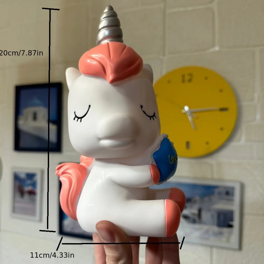 Cartoon Rainbow Unicorn Piggy Bank Creative Printed Resin Animals Horse Coin Money Saving Boxes Lovely Decoration Gift For Kids 2