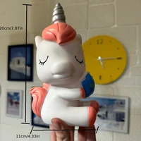 Cartoon Rainbow Unicorn Piggy Bank Creative Printed Resin Animals Horse Coin Money Saving Boxes Lovely Decoration Gift For Kids 2