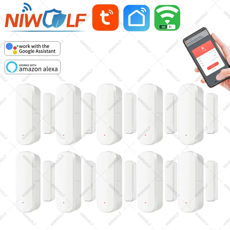 Tuya WiFi Door Sensor Window Open /Closed Detector Wholesale Drawer Detection Smart Home Security Alarm APP Control Alexa Google