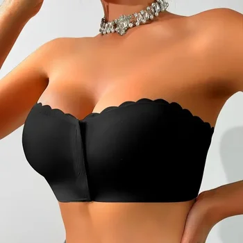 Front Button Underwear Bra No Underwire Smooth Breathable Comfortable Solid Color Gathering No Trace Invisible Women Underwear 1