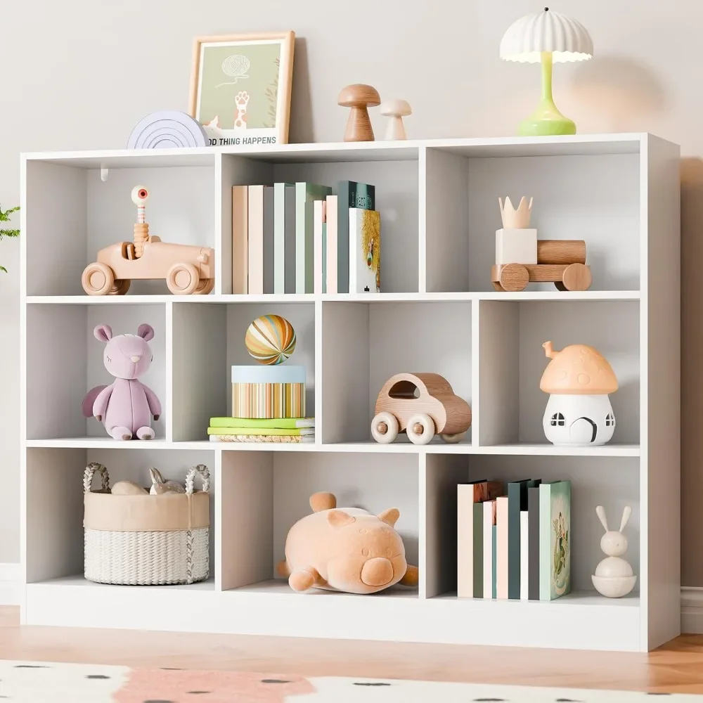Open Shelf Bookcase, 10 Cube Storage Organizer with Anti-Tilt Device, Freestanding Horizonta Bookshelf Cube Shelf for Bedroom 2