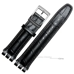 Premium Genuine Leather Wristband - Sweatproof Unisex Watch Accessory - 17mm (Black)