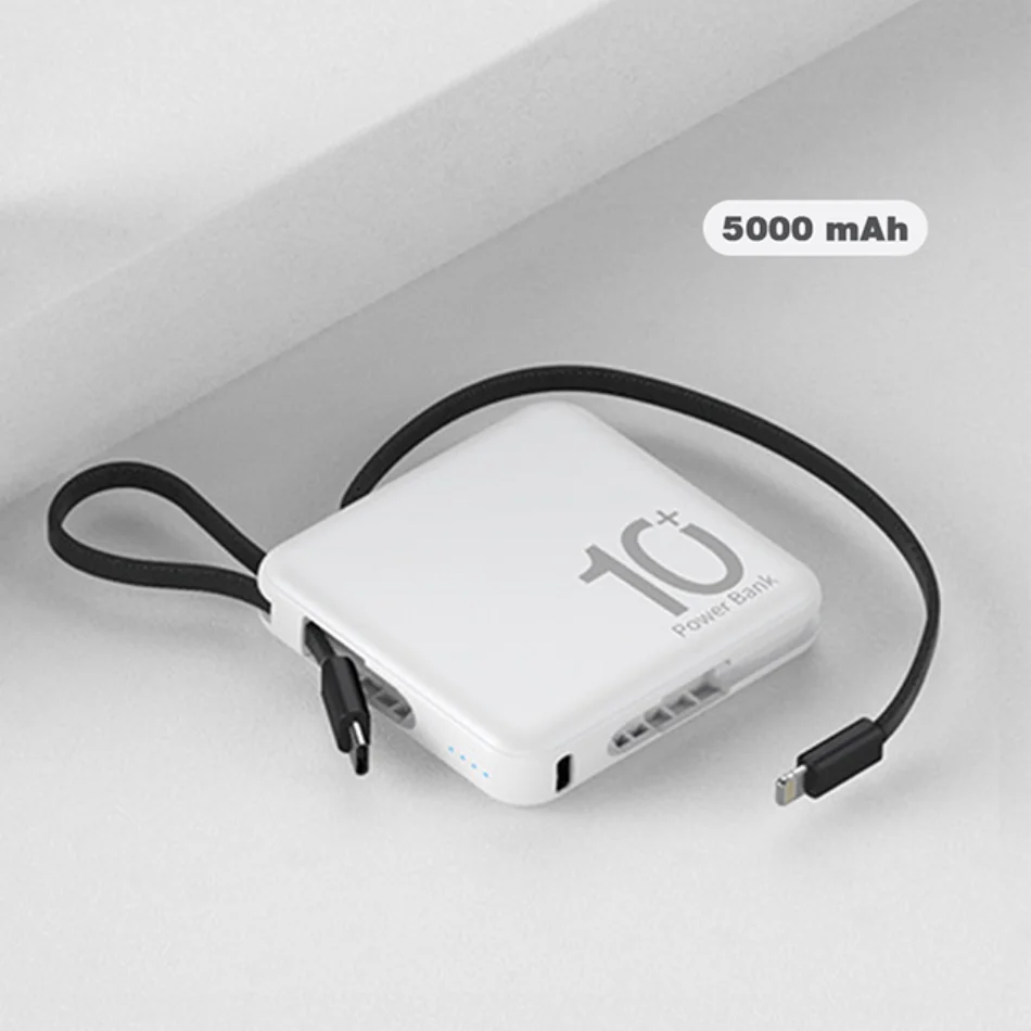 Mini Power Bank 30000mAh Portable External Battery Pack Built in Cable Powerbanks Spare Batteries for iPhone14 Samsung Xiaomiung