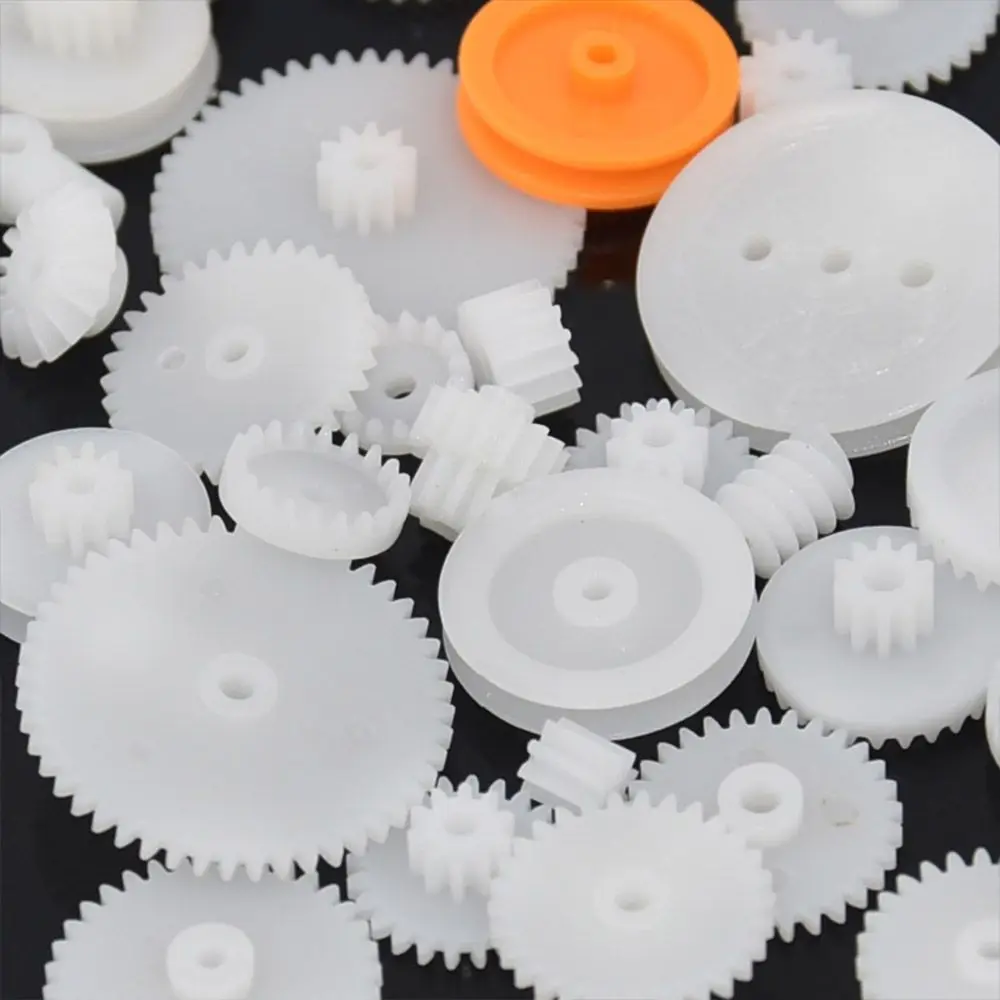 Description Picture 4 of item64pcs Single Double Layer Toy Car Gearbox Shaft Plastic Gear Toy Gear Craft Toolkit