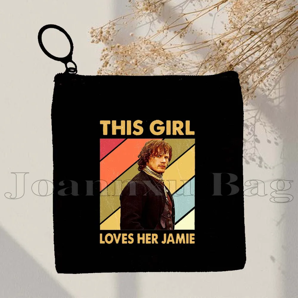 Outlander Jamie and Claire Fraser Some Like It Scot Retro Fan Gifts Canvas Coin Purse Key Case Small Bag Wallet Zipper Pouch