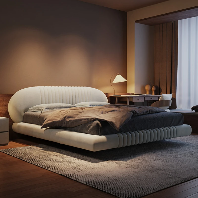 

Light luxury fabric bed, modern and simple 1.8 meter double bed, master bedroom wedding bed, soft pack bed