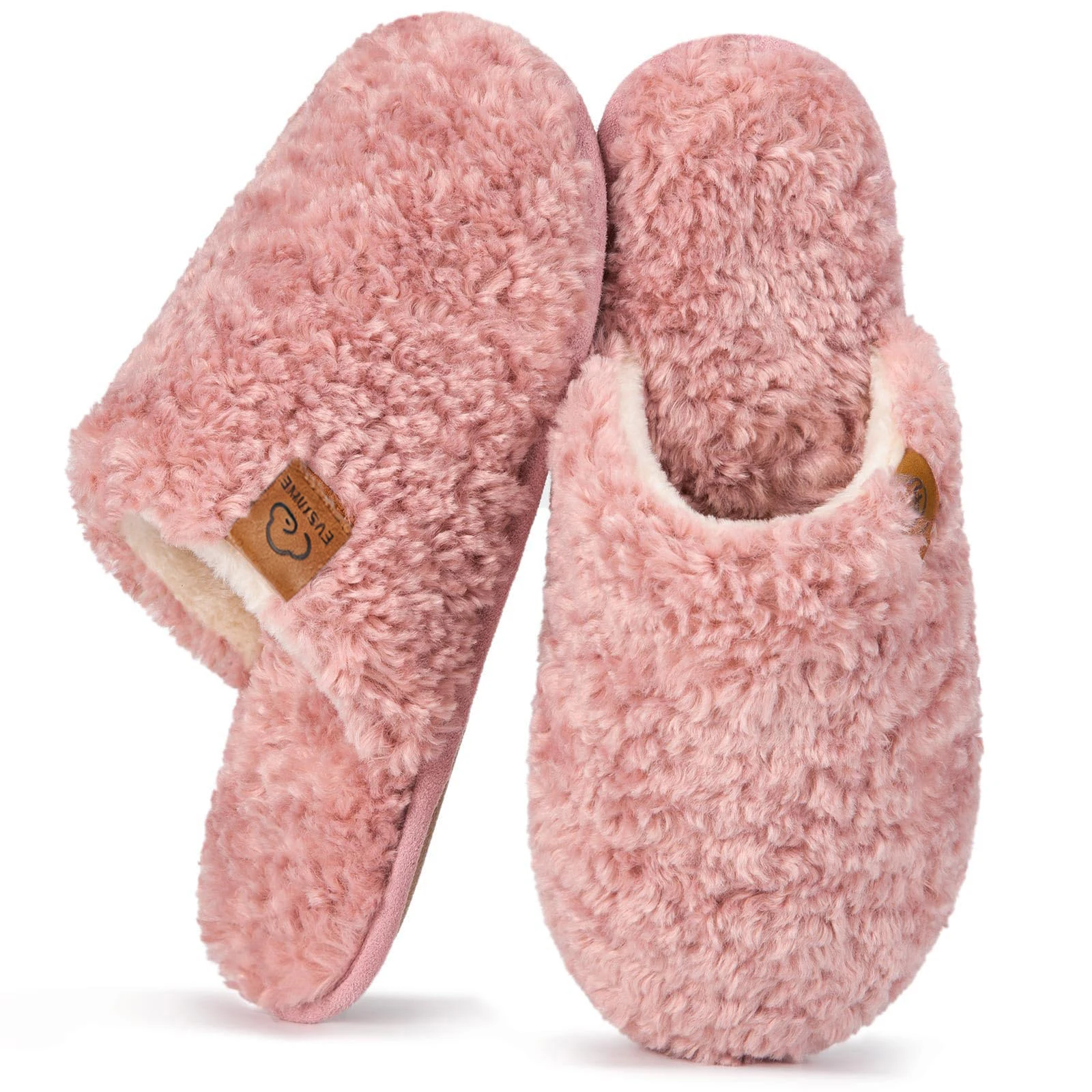 Comwarm Winter Fuzzy Damen-Hausschuhe aus Baumwolle, Freizeit, warm, für den Innenbereich, zum Hineinschlüpfen, flache Slides, pelzige, bequeme Hausschuhe für Damen – Detail 4