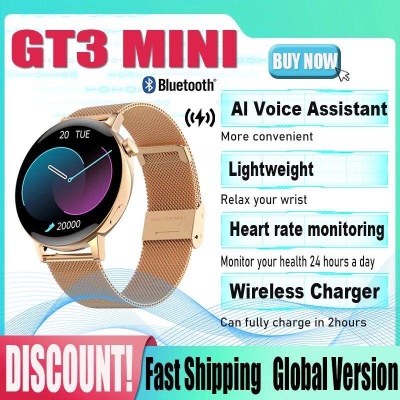 

Microwear Smart Watch GT3 Mini Women's Watch Wireless Charging Bluetooth IP68 Waterproof 1.32 inch HD Heart Rate Blood Oxygen