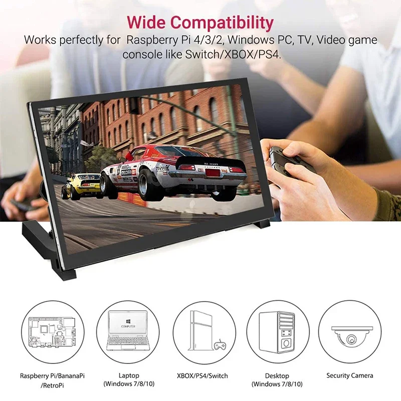 라즈베리 파이 3B+/4B 1024X600 HD IPS 용량성 터치 스크린 터치 모니터용 7인치 HDMI 디스플레이-H