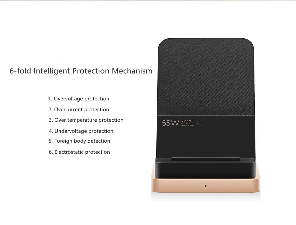 Xiaomi 55W Wireless Charger Max Temperature Control Vertical Charging Base Charger for Xiaomi Mi 11 Ultra