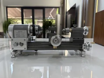 Mini Tornio in Metallo 24V 30W a Velocità Variabile con Mandrino a 3 Griffe per Modellismo Fai-da-Te
