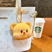 Butter Bear Wallet Keychain Small Pendant Cartoon Cute Storage Bag Handbag Accessories Earphone Bag Keychain Kawaii Lanyard 1