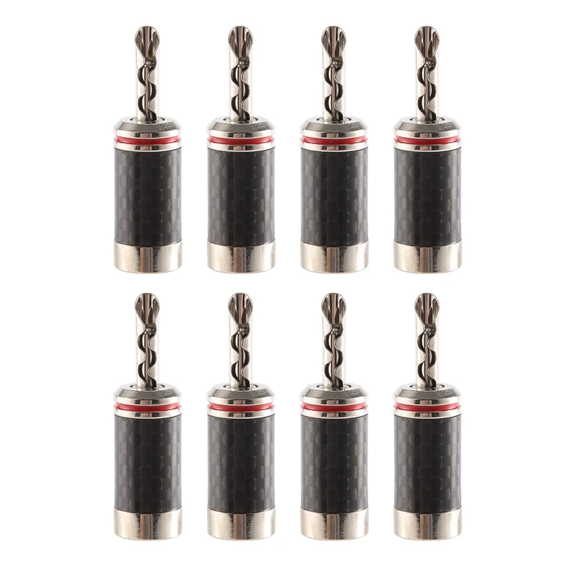 

HOT-8Pcs Banana Plugs Hi-End HIFI DIY Carbon Fiber Copper Plated Rhodium Electrical Audio Jack Banana Connector Plug