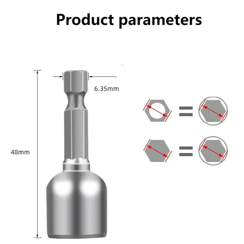 6-13mm Impact Socket Magnetic Nut Screwdriver,48mm Drill Bit Set 1/4” Hex Socket Adapter Bolt Drivers Socket Kit Hand Tools