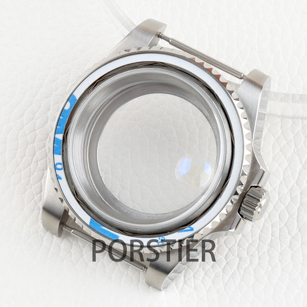 Stainless Steel 40mm Yacht Watch Case with Sapphire Glass & Rubber Strap - 100m Waterproof