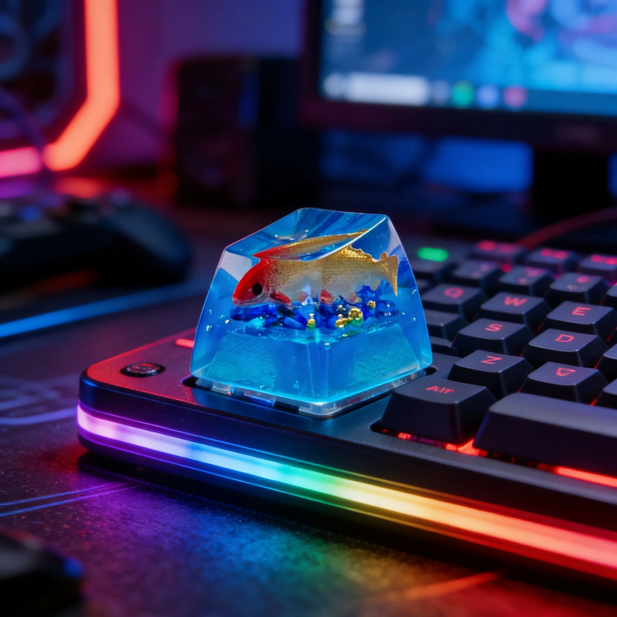 Nuevas teclas de resina DIY con retroiluminación de ballena para teclado mecánico Cherry MX Gaming