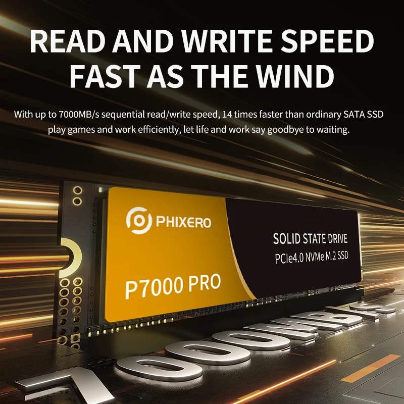 PHIXERO PCIe4.0 M.2 NVMe Gaming SSD 512GB 1TB 2TB 4TB 7000MB/S