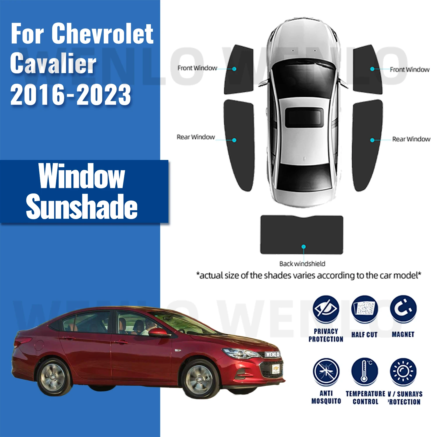 

For Chevrolet Cavalier 2016-2023 Magnetic Car Sunshade Visor Front Windshield Frame Curtain Rear Side Window Sun Shade Shield