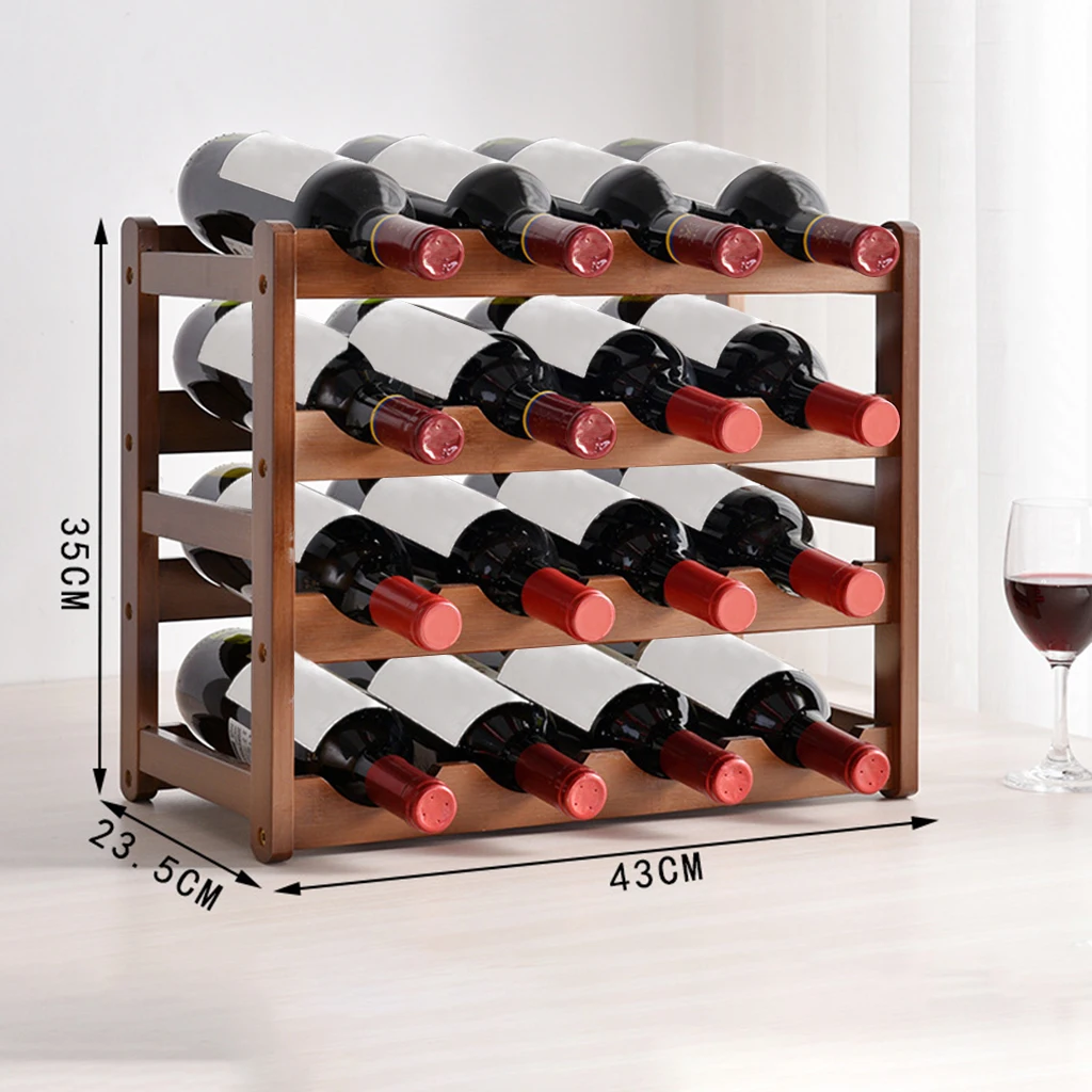 Wine glass holder rack 2/3/4 Layer bamboo wine display bottle holder stand wine display storage rack organizer alcohol shelf