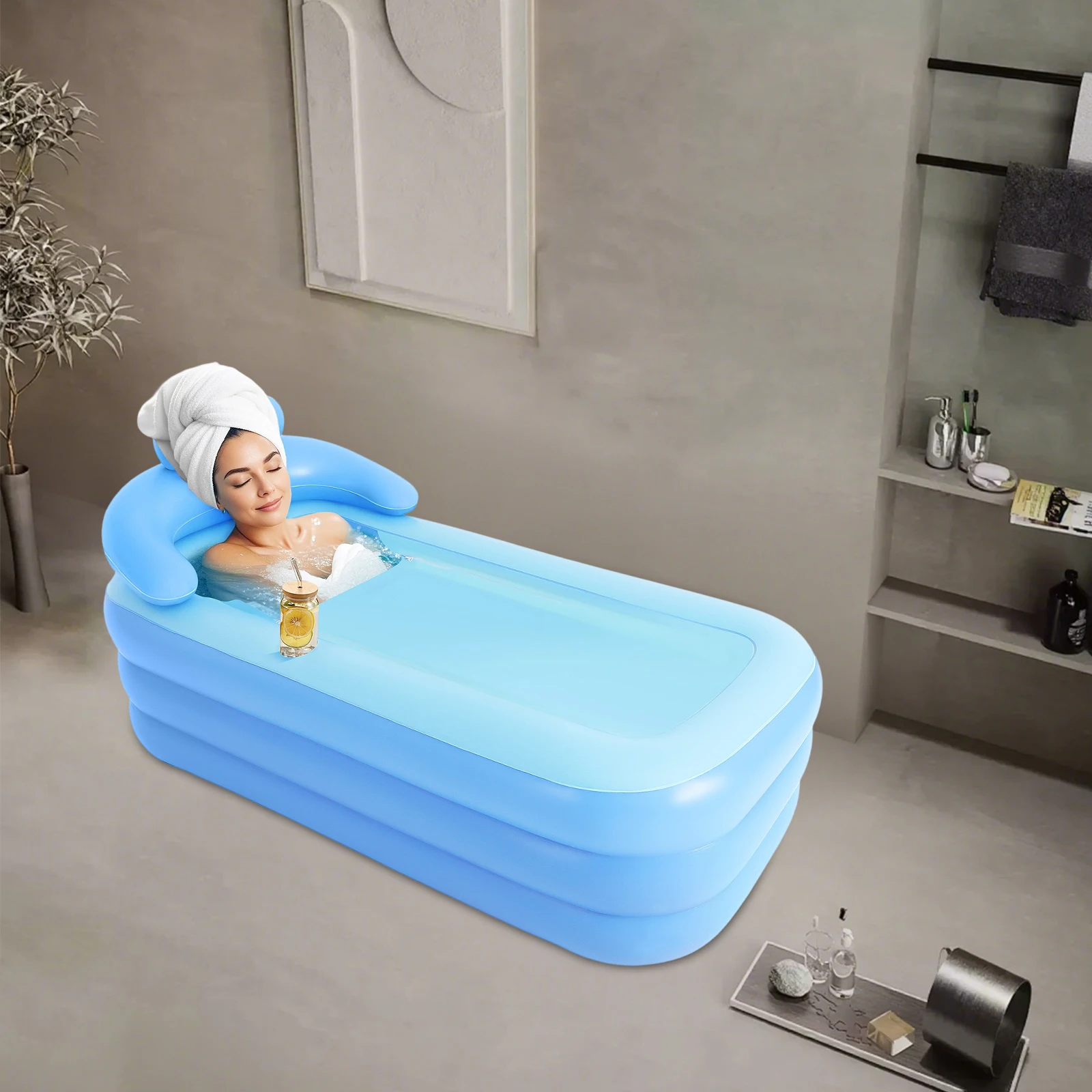 Aufblasbare Badewanne, tragbare PVC-SPA-Badewanne, elektrische Pumpe mit ergonomischer Rückenlehne, Reißverschlussdeckel, für Zuhause und draußen, für Erwachsene und Kinder – Detail 17