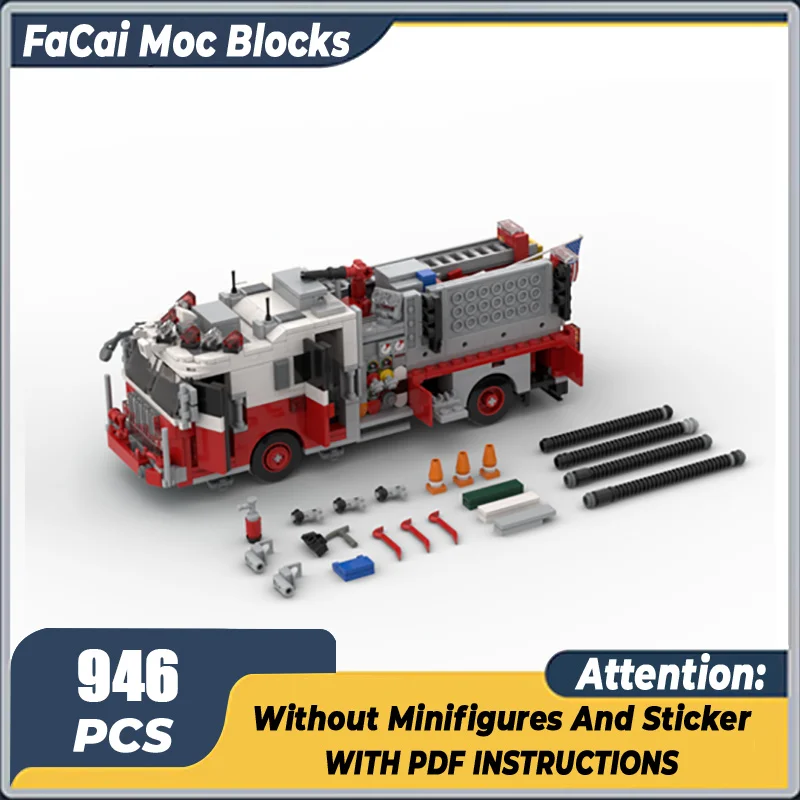 

Car Series Moc Building Blocks New York Fire Brigade Engine 34 Model Technology Bricks Brand-name Vehicle DIY Toy For