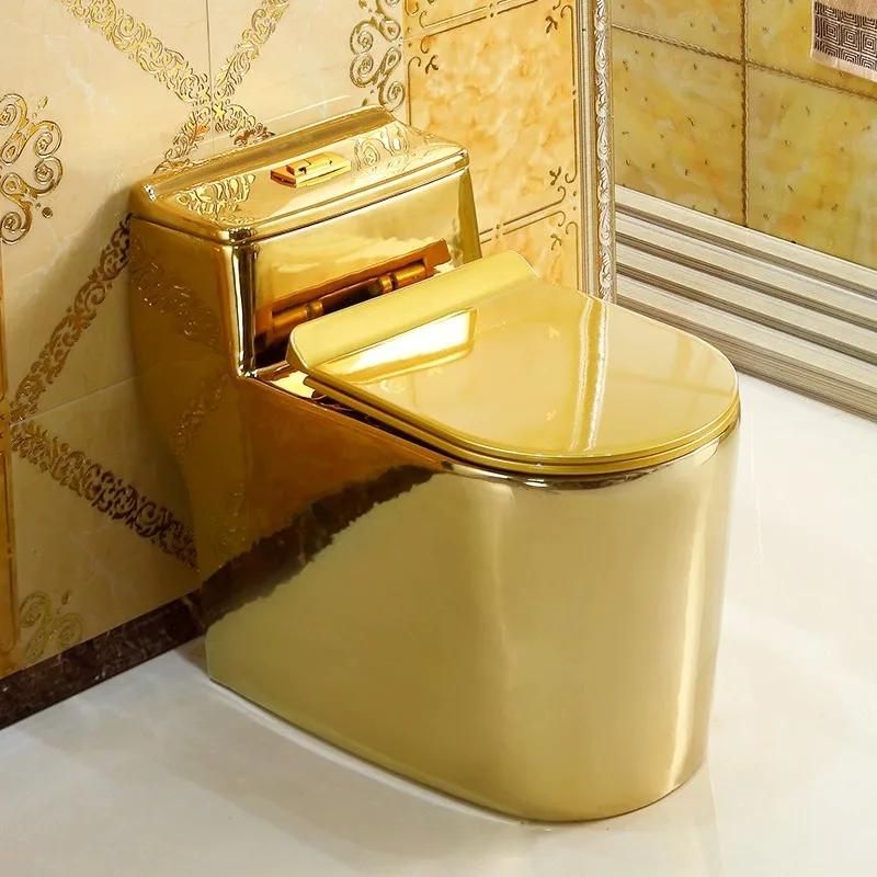 

European-style hotel club golden toilet super-spiral siphon quiet toilet personality home creative toilet