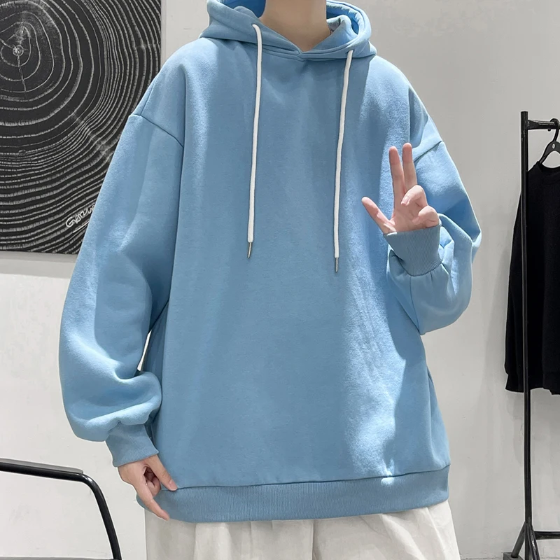 

Autumn Hoodies Men Oversized Fashion Solid Color Hooded Sweatshirt Men Streetwear Hip Hop Loose Pullover Hoodies Mens Hoody