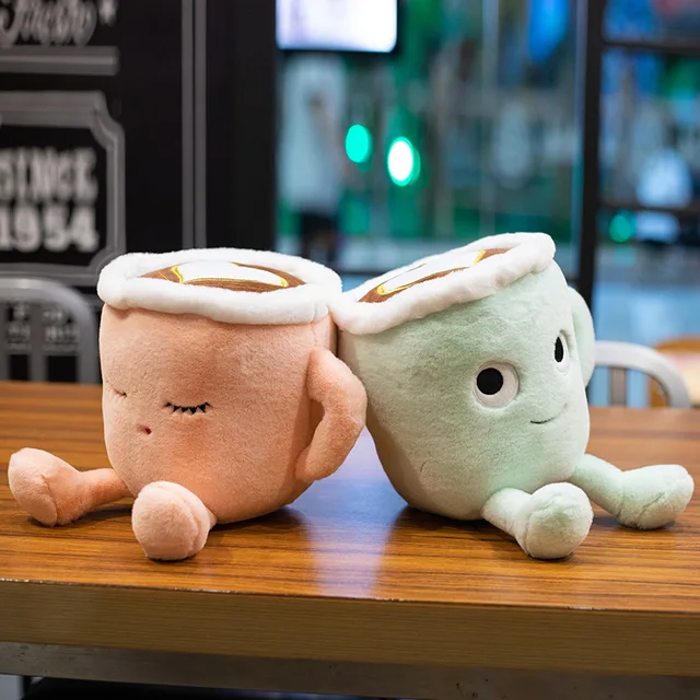 20/30CM Cute Matcha Latte Coffee Cup Shaped Pillow Real-life Green Tea Latte Coffee Stuffed Soft Plush Toys Dolls 4