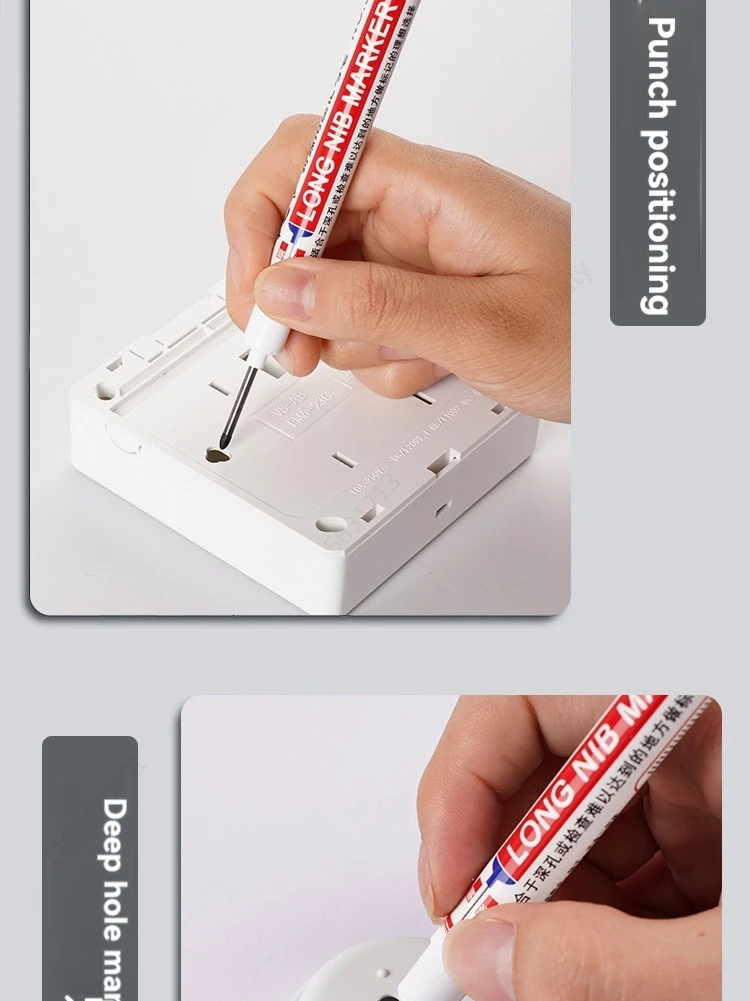 4-teiliges Set Weiße 20mm Tieflochmarker mit Langer Spitze für Metall, Perforation, Badezimmer, Holzbearbeitung, Dekoration, Mehrzweck – Detail 3
