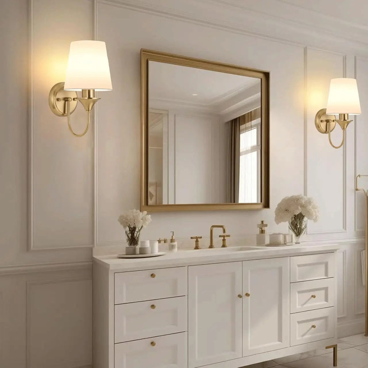 شمعدانات جدارية بنحاسية تعمل بالبطارية، مصابيح حائ...