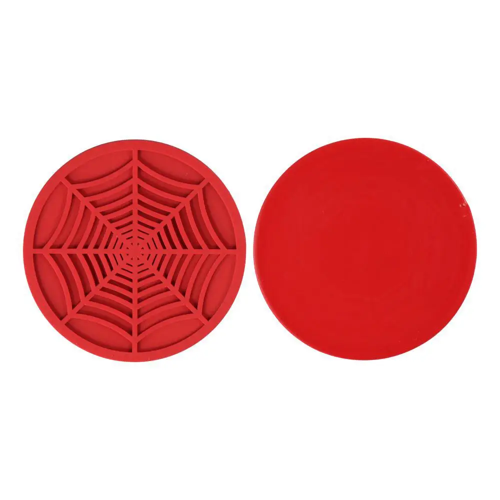 4pcs Spider Web Design Car Cup Coasters Red/ Black Round Shape Spider Web Car Coasters 7cm PVC Material Interior Accessories