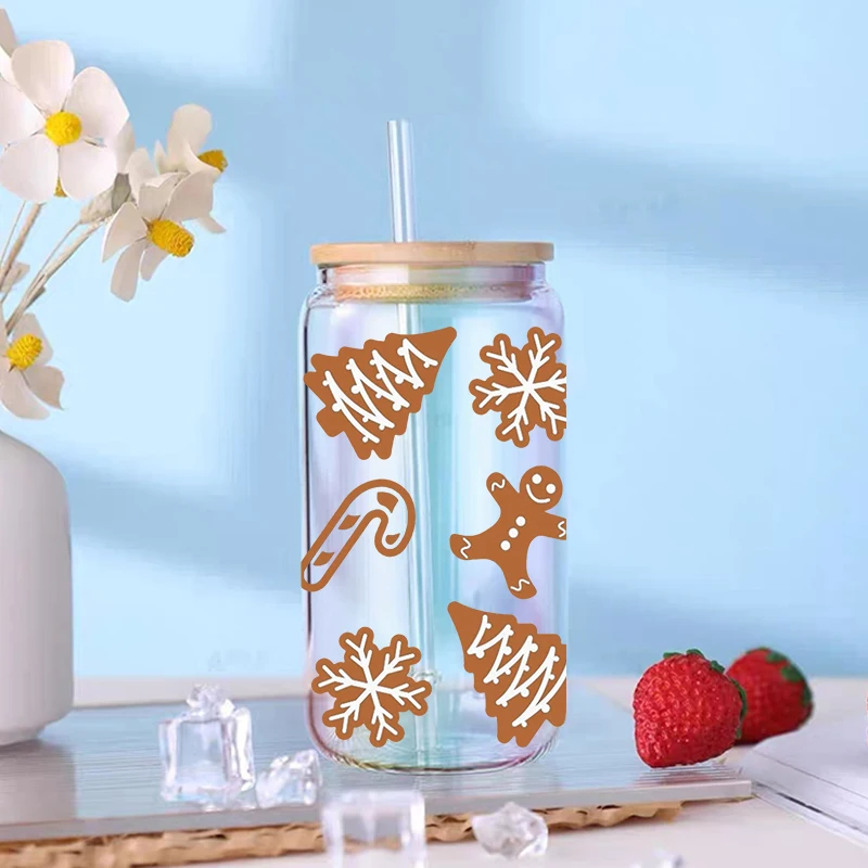 3D UV DTF Transfers Stickers 16oz Cup Wraps Merry Christmas Printed For DIY Glass Ceramic Metal Leather Etc D7954 dtf transfer sticker
