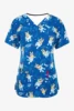 Cartoon Dog Blue V-Neck Print Scrub Top Women's Work Uniform Pet Shop Dental Nurse Caregiver Nurse Uniform 1