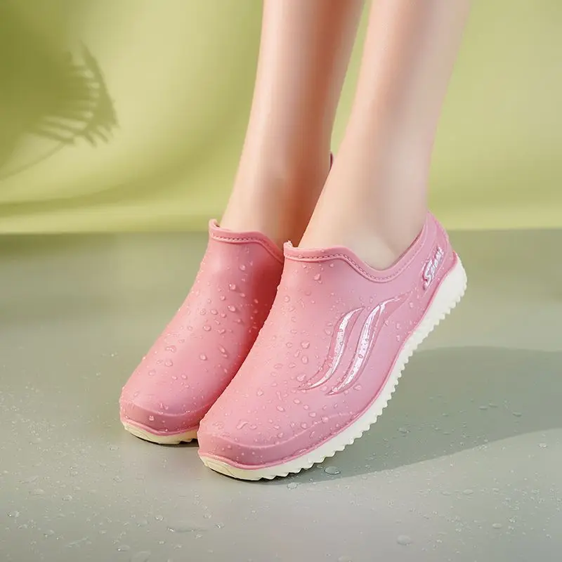 Lowtoprainshoeswomenssummersliponloaferwaterproofrainboots