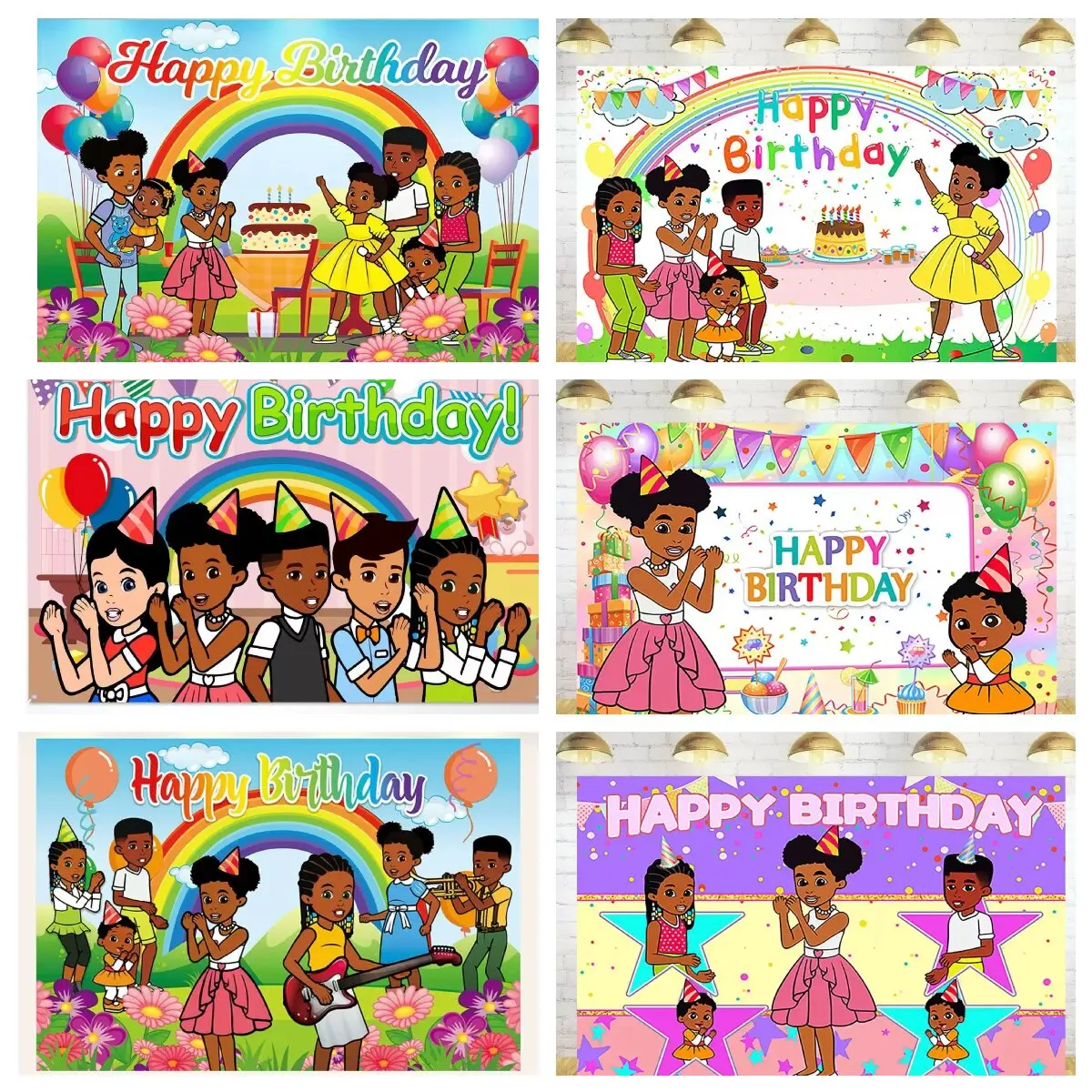 

Black Girl Birthday Party Decorations Party Corner Backdrop Kids 1st Birthday Party Newborn Shower Background Color Rainbow P