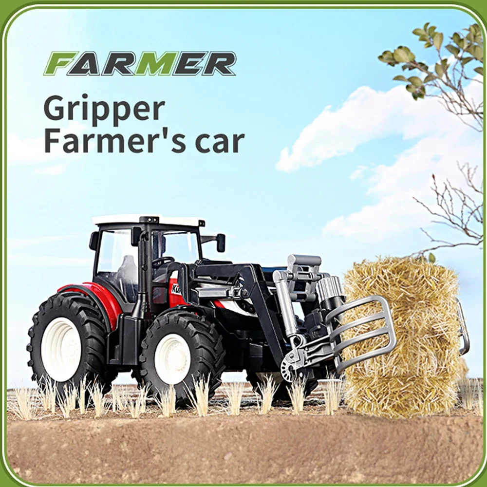 1/24 2.4G RC Farmer Toys Set Tractor Trailer with LED Headlight Remote Control Car Truck Farming Simulator for Children Kid Gift 3