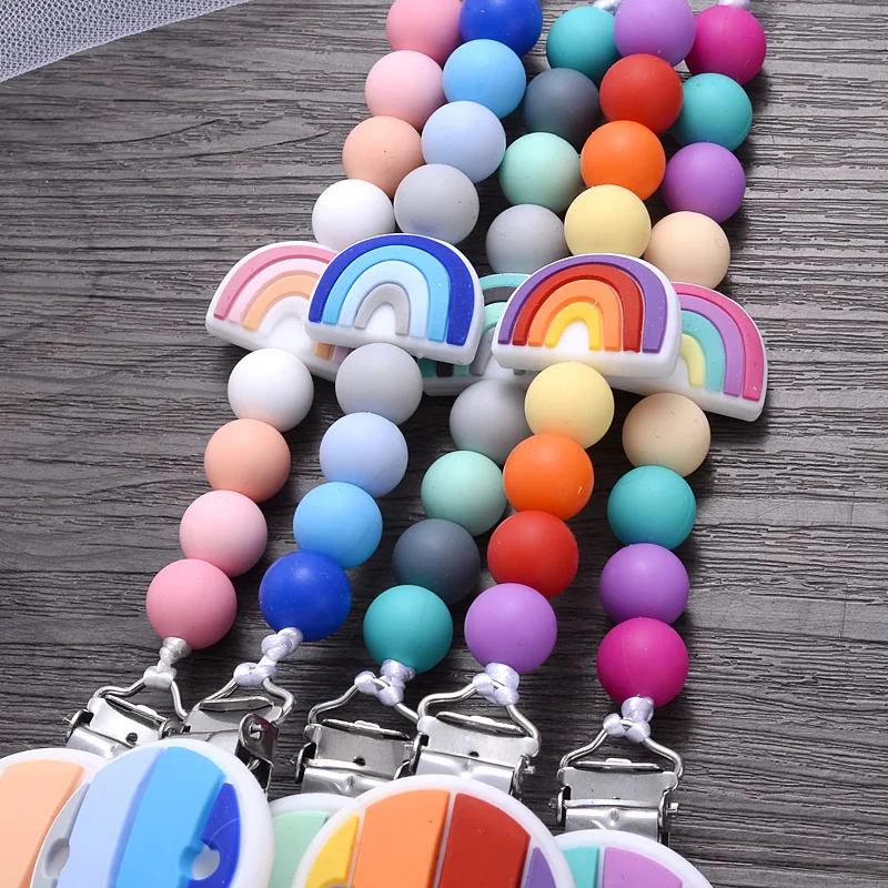 BPA Free Cartoon Silicone Baby Nipple Holder Clip Infant Teether Beads Pacifier Chain Nursing Chew Toys Gifts Soother Chain 4